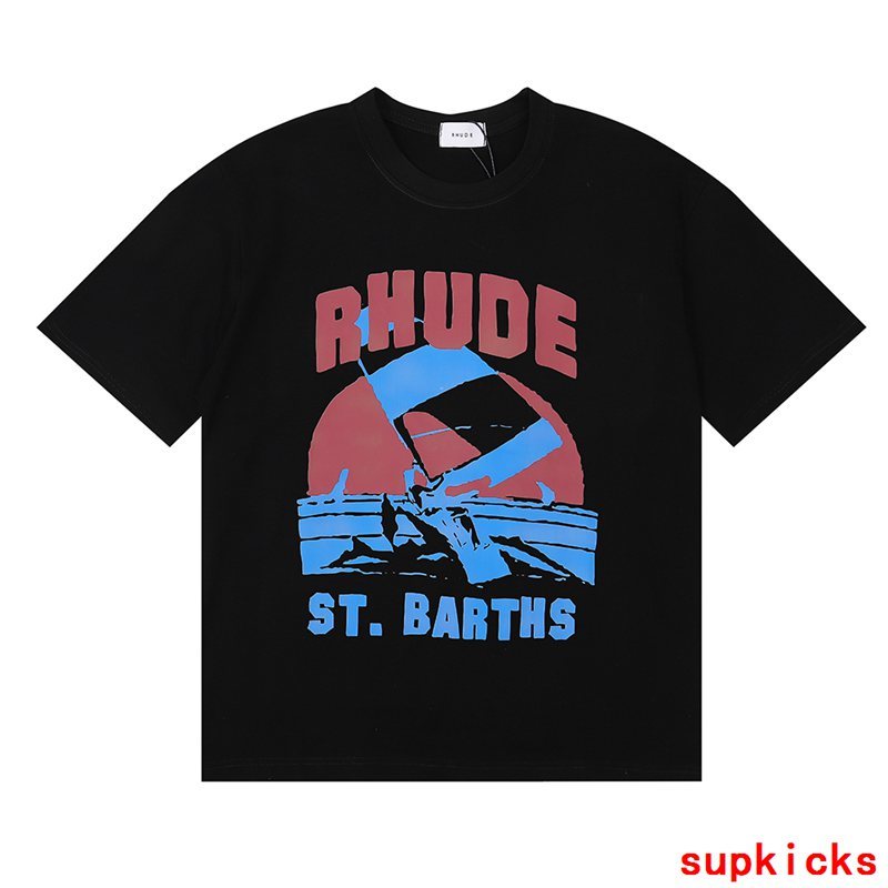 Side profile of Rhude luxury clothing with tailored silhouette