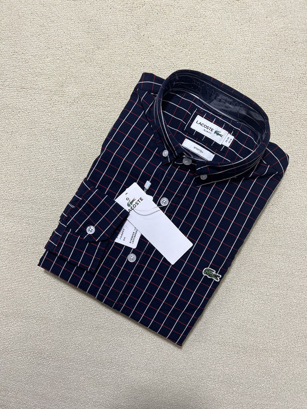 Close-up detail shot of Lacoste luxury clothing with monogram-inspired silhouette
