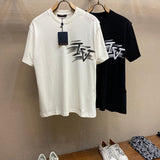 Close-up detail shot of Louis Vuitton cotton t-shirt with signature branding
