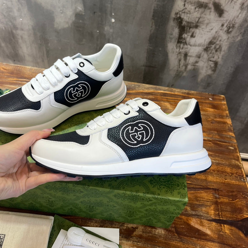 Gucci fresh white-and-black luxury sneakers view 5 signature lace-up style