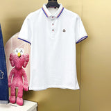 Front view of Moncler luxury clothing with logo-detail design