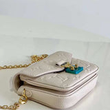 Close-up detail of structured signature women's handbag – women's statement bag
