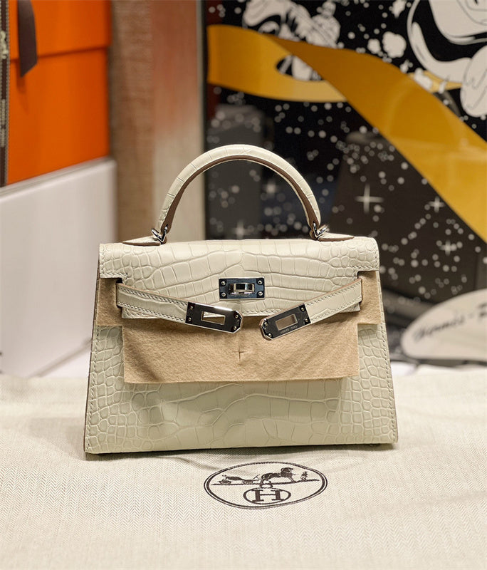 Side view of modern structured handbag