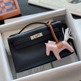 Side view of elegant structured handbag