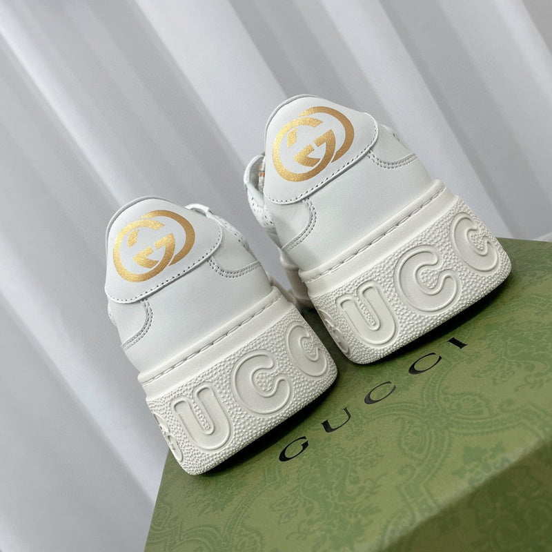 Gucci neutral cream luxury sneakers view 5 breathable knit upper