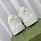 Gucci neutral cream luxury sneakers view 5 breathable knit upper