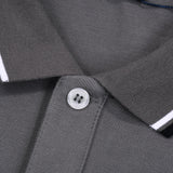 Side profile of Polo cotton polo shirt with monogram-inspired silhouette