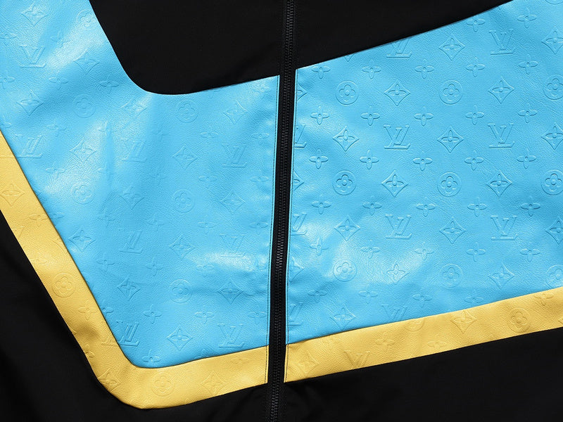 Back view of Louis Vuitton luxury clothing with signature branding