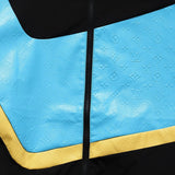 Back view of Louis Vuitton luxury clothing with signature branding