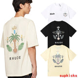 Back view of Rhude luxury clothing with label-forward styling