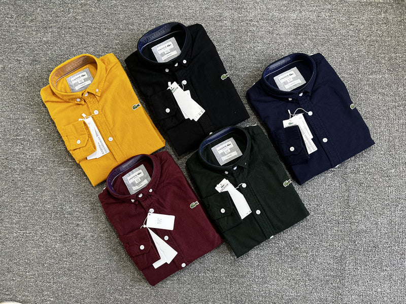 Side profile of Lacoste luxury clothing with logo-detail design