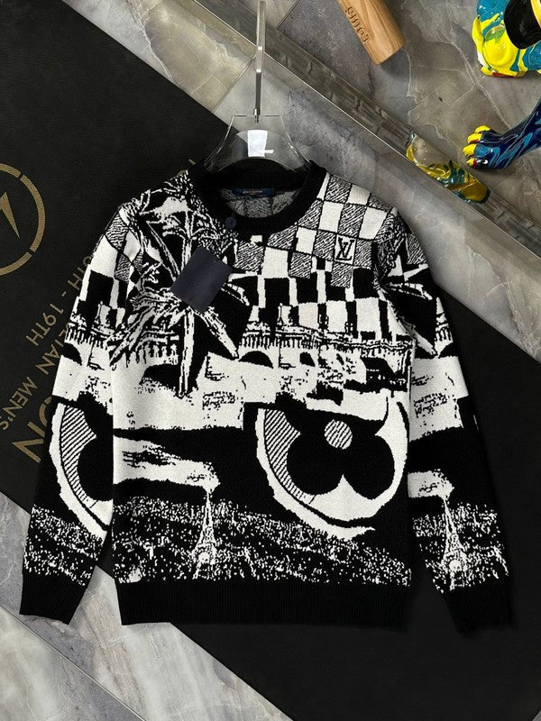 Back view of Louis Vuitton luxury clothing with runway-inspired design