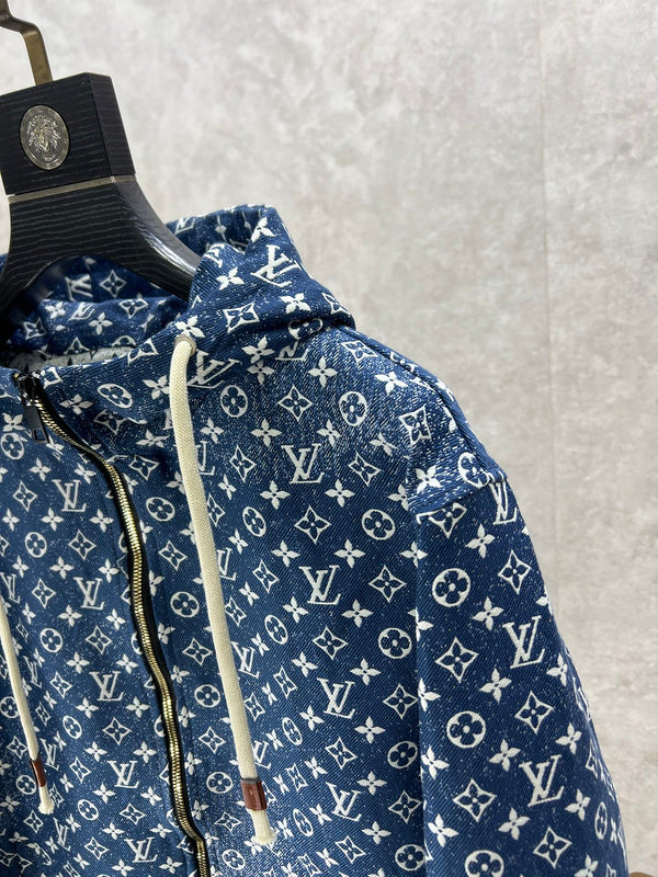 Full styled look of Louis Vuitton luxury clothing with label-forward styling