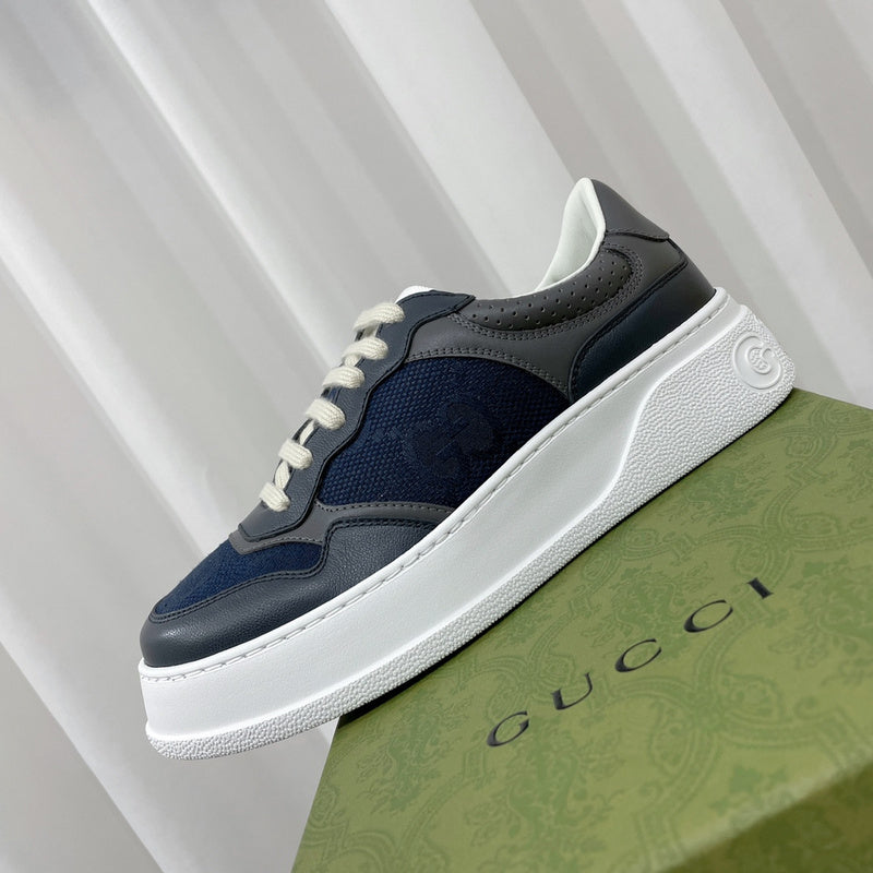 Gucci Designer sneakers in crisp white retro runner design front view