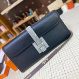 Side view of fluid structured handbag