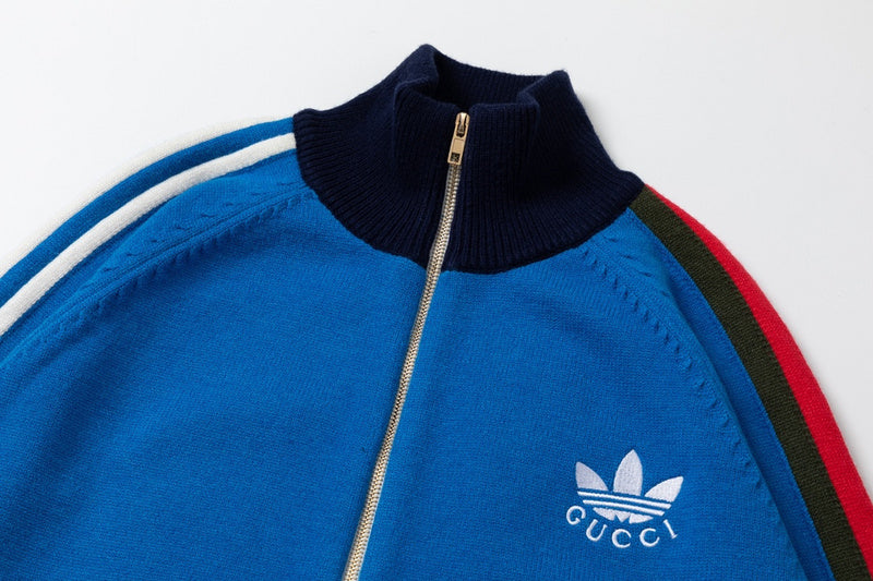 Close-up detail shot of Gucci luxury clothing with logo-detail design