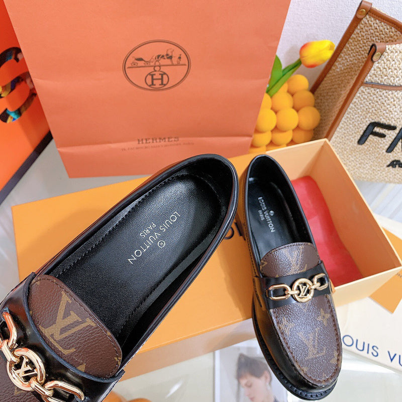 Louis Vuitton Beige Loafer Flats - Full Silhouette View