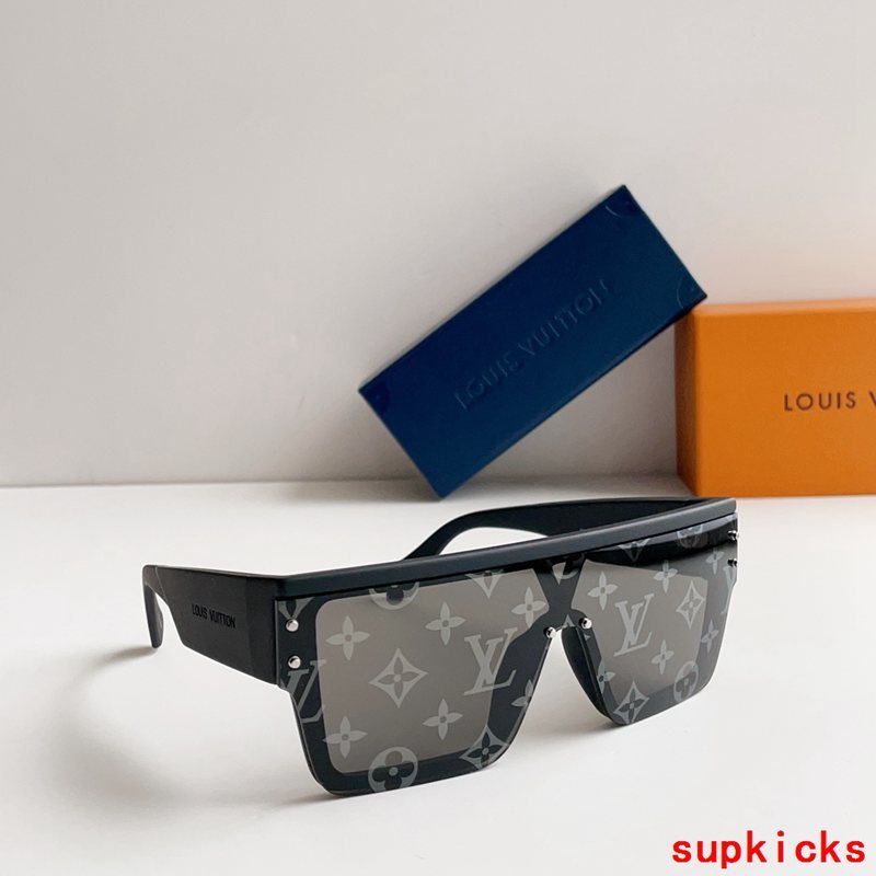 Close-up detail view of Louis Vuitton unisex sunglasses