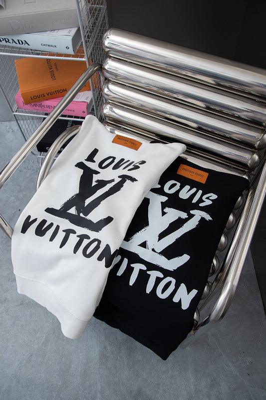 Close-up detail shot of Louis Vuitton luxury clothing with relaxed-fit cut