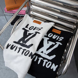Close-up detail shot of Louis Vuitton luxury clothing with relaxed-fit cut