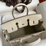 Side view of minimalist structured handbag