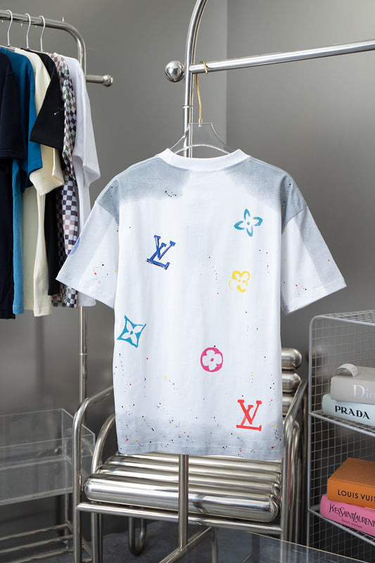 Side profile of Louis Vuitton cotton t-shirt with monogram-inspired silhouette