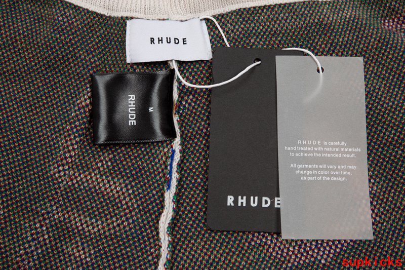 Front view of Rhude luxury clothing with tailored silhouette