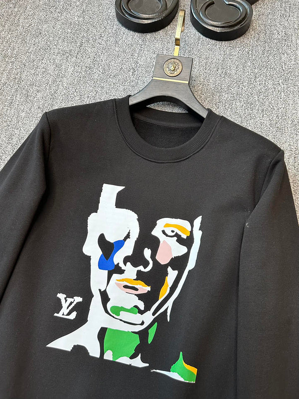 Front view of Louis Vuitton luxury clothing with signature branding