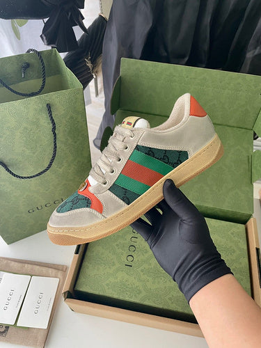 Gucci bold contrast luxury sneakers view 11 breathable knit upper
