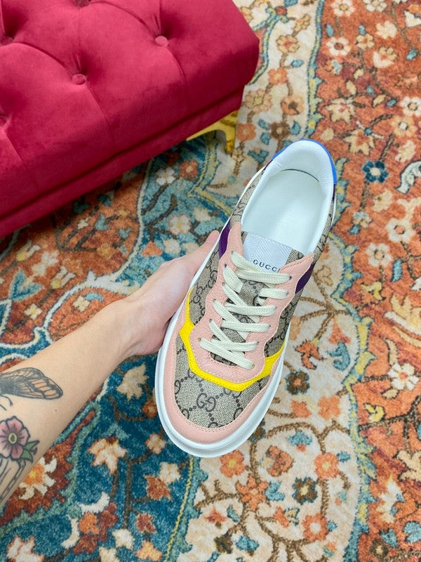 Gucci crisp white luxury sneakers view 9 retro runner design