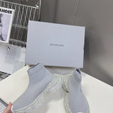 Balenciaga Grey Pointed-Toe Stiletto Heels - Close-Up Texture View