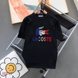 Side profile of Lacoste luxury clothing with tailored silhouette