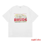 Back view of Rhude luxury clothing with contemporary cut