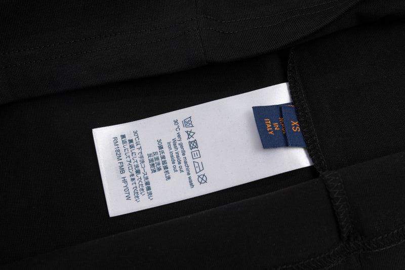 Close-up detail shot of Louis Vuitton cotton t-shirt with contemporary cut