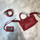 Sophisticated Faux Leather Handbag - Sleek Minimalist Lines | Women's Everyday Carry Handbag #703 - close-up detail shot (image 3) of designer-inspired handbag