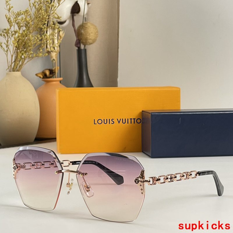 Close-up detail view of Louis Vuitton unisex sunglasses