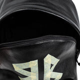 Close-up of Balenciaga backpacks hardware and fine stitching