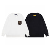 Front view of Louis Vuitton luxury clothing with label-forward styling