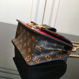 Top view of modern classic women's handbag – women's designer-style accessory