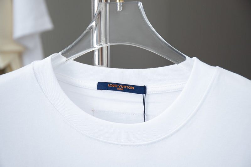 Close-up detail shot of Louis Vuitton cotton t-shirt with relaxed-fit cut
