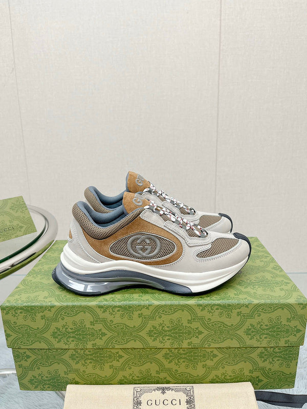 Gucci Streetwear sneakers in neutral cream minimalist modern build front view