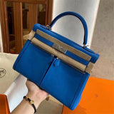 Side view of crisp structured handbag