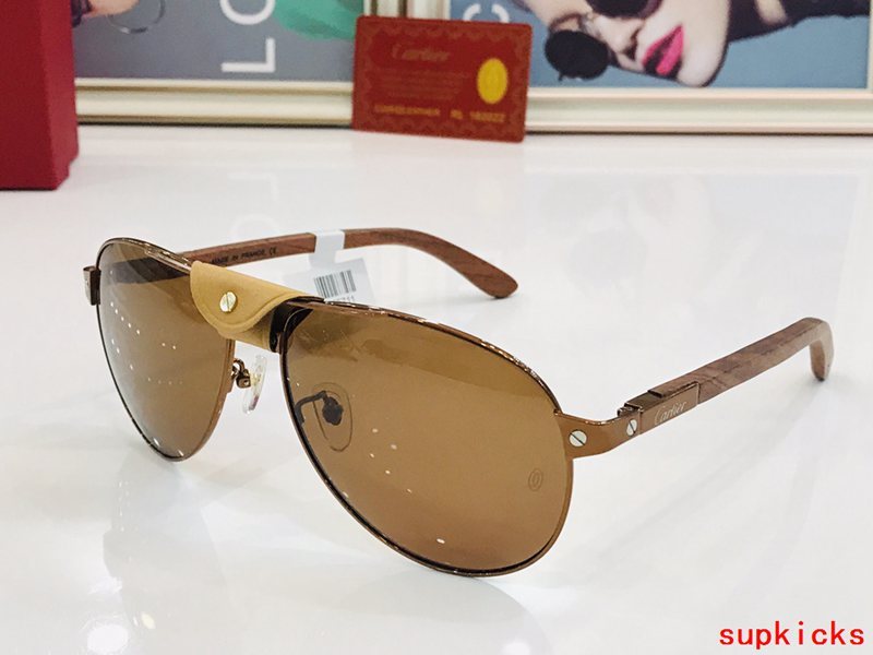Close-up detail view of Cartier unisex sunglasses