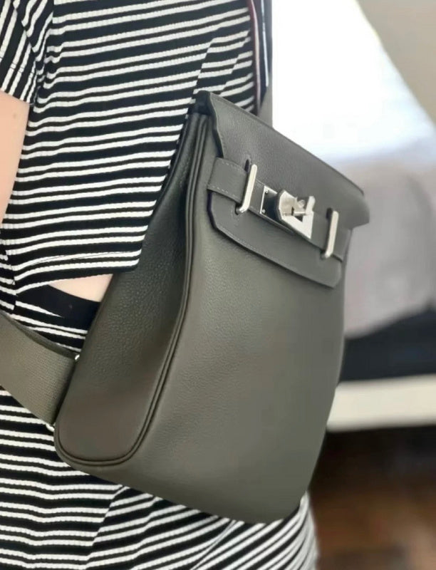Side view of statement structured handbag