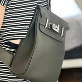 Side view of statement structured handbag