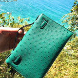 Side view of tailored structured handbag
