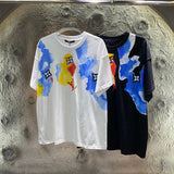 Close-up detail shot of Louis Vuitton cotton t-shirt with runway-inspired design