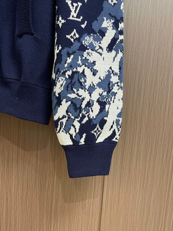 Back view of Louis Vuitton luxury clothing with monogram-inspired silhouette