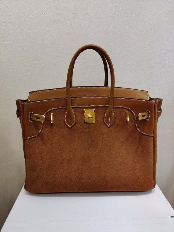 Side view of curated structured handbag