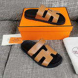 Hermès Chocolate Brown Platform Sandals - Close-Up Texture View